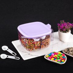 4-Compartment Airtight Food Storage Container (1 Pc): Dry Fruits, Snacks, Spices