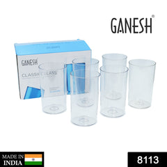 Ganesh Classic Plastic Glass Set of-6 (Each Glass 350ml)