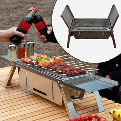 Portable BBQ / Barbecue Grill Stainless Steel Folding Charcoal Grill (1 Set / Net Weight : 2207 GM)