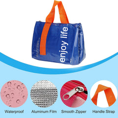 Insulated Lunch Bag With Zipper Closer & Handle (1 Pc / Mix Color)