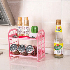 2Layer Foldable Plastic Small Storage Shelf / Rack (1 Pc / Mix Color)