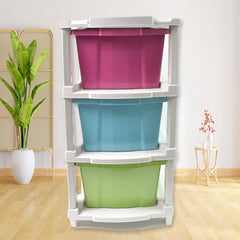 3-Layer Plastic Drawer Storage Organizer, Multi-Purpose Cabinet (1 Pc / Mix Color)