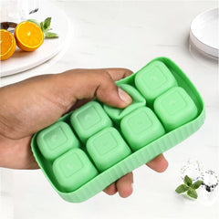 Ice Mold, 8 Grid Food Grade Portable Silicone Ice Tray (1 Pc / 14×7 Cm)