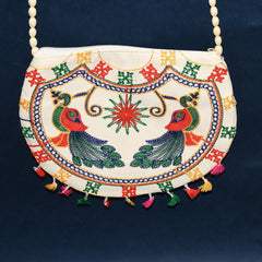 11 inch Handcrafted Cotton Embroidered Shoulder Bag for Girls & women (1 Pc)