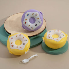 Donut Shaped Double Insulated 3 Compartment Lunch Box (1 Pc / Mix Color)