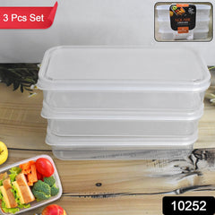 Plastic Square Lunch Box, Kitchen Containers Set (3 Pcs Set)