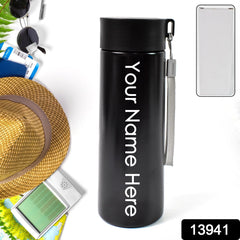 Customized / Personalized Vacuum Insulated Stainless Steel, Double walled (500 ML Approx / Black)