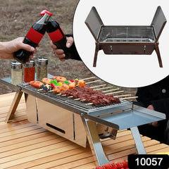 Portable BBQ / Barbecue Grill Stainless Steel Folding Charcoal Grill (1 Set / Net Weight : 2207 GM)