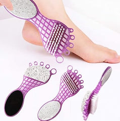 4 in 1 Pedicure Tool for Rough & Dry Feet Dual-Sided with Pumice Stone Soft Brush Steel Scrubber & Emery File Softens Hard Foot Corns & Calluses Cleanses & Smoothens Dull Feet