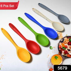 Multipurpose Silicone Spoon, Silicone Basting Spoon Non-Stick Kitchen Utensils Household Heat-Resistant Non Stick Spoons Kitchen Cookware Items For Cooking and Baking (6 Pcs Set)