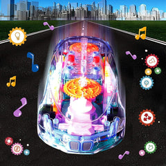 17793 Automatic 360 Degree Rotating Transparent Gear Concept Car With Musical And 3d Flashing Lights Toy For Kids Boys  Girls (Multicolor  Battery Not Included)