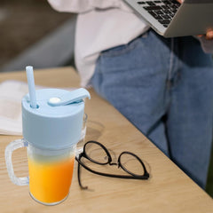 5841 2 In1 Portable Crusher Juicer With Handle  Straw For Smoothie Sipper Usb Rechargeable (340 Ml) 6 Stainless Steel Blades Compact Juicer Mixer Juicer Portable Fresh Juice Blender Portable Electric Juicer ( 340 Ml )