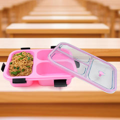 Plastic 3 Compartment Insulated Lunch Box Lunch Box (1 Pc)