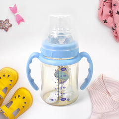 Plastic Baby Feeding Bottle With Handles Cleaning Brush  Straw (180 Ml  1 Pc)