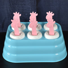 6 Cavity Popsicle Molds Plastic Giraffe Shape Ice Moulds (1 Pc)