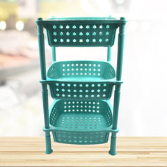 2588 3 Layer Squre Kitchen Trolley Basket