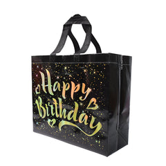 Birthday Gift Bag With Gold Shiny Stars Reusable Party Gift Bags (1 Pc)