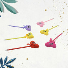 4292 Cute Cartoon Shape  Heart Design Facy Writting Pen Attached Rattle  Ball Pen Smooth Writing For Wedding  Events  Multiuse Pen  Best Pen L Use For Kids (12 Pcs Set Mix Design  Color)