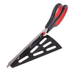 Stainless Steel Pizza Cutter Scissors Plastic Handle With Removable Spatula