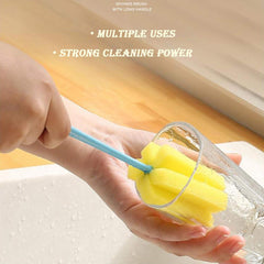 7443 Sponge Cup Washing Brush Washing Cup Milk Bottle Cleaning Brush Kitchen Brush Water Cup Tea Cup Brush Sponge Head Household Kitchen Cleaning Tool (20cm)