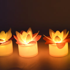 Decoration Candlesled Diwali Decor Lotus Flower Candle (5 Pc)