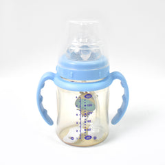 Plastic Baby Feeding Bottle With Handles Cleaning Brush  Straw (180 Ml  1 Pc)