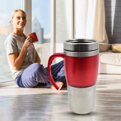 High Quality Stainless Steel Vacuum Glass Insulated Glass Coffee Cups Double Walled Travel Mug Car Coffee Mug (With Lid  Handle  1 Pc)