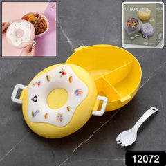 Donut Shaped Double Insulated 3 Compartment Lunch Box (1 Pc / Mix Color)