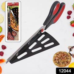 Stainless Steel Pizza Cutter Scissors Plastic Handle with Removable Spatula