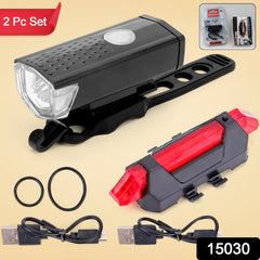 Combo of Bicycle LED USB Rechargeable Head Light and Tail Light (2 Pc Set)