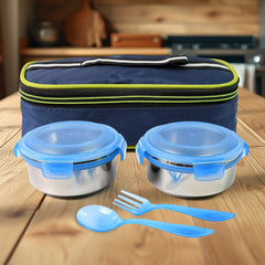 Bite Lunch Box With Insulated Fabric Lunch Bag  Plastic Spoon Fork