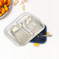 Stainless Steel Lunch Box 2 Section Lunch Box With Spoon