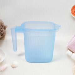 Plastic Square Transparent  Bath Water Mug (1 Pc  1000 Ml  Mix Color)