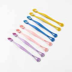 12814 2-in-1 Tooth Brush With Tongue Scraper Soft Bristle  Long Handle (8pcs) Soft Toothbrush