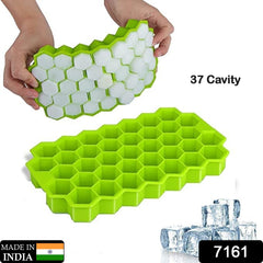 7161 Flexible Silicone Honeycomb Design 37 Cavity Ice Cube Moulds Trays Small Cubes For Whiskey Tray For Fridge (Multicolor)