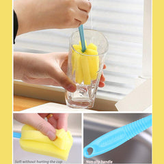 7443 Sponge Cup Washing Brush Washing Cup Milk Bottle Cleaning Brush Kitchen Brush Water Cup Tea Cup Brush Sponge Head Household Kitchen Cleaning Tool (20cm)