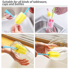 7443 Sponge Cup Washing Brush Washing Cup Milk Bottle Cleaning Brush Kitchen Brush Water Cup Tea Cup Brush Sponge Head Household Kitchen Cleaning Tool (20cm)