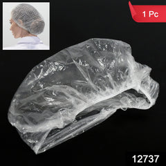 12737 Disposable Plastic Shower Caps Clear Elastic Thick Bath Cap For Women Spahome Usehotel And Hair Salon (1pc)