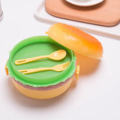 5313 Burger Shape Lunch Box Plastic Lunch Box Food Container Sets Double Layer Lunchbox 1000ml With 2 Spoon Applicable To Kids And Elementary School Students