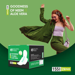 0984 Sanitary Pads For Women With Goodness Of Neem  Aloe Vera  Ultra Thin  Leakage Protection  Ph Balance  With Antibacterial Anion Chip  (155 Mm  24 Pads)