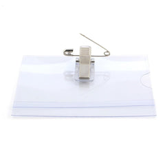 Plastic Transparent Cardholders With Pin  Clip 90 Mm X 60 Mm (50 Pcs Set)