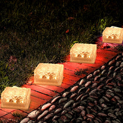 8557solar Ice Cube Shaped Garden Light Ice Cube Shaped Garden Warm Light Outdoor Solar Garden Decorative Lights For Walkway Pathway Backyard Christmas Decoration Parties